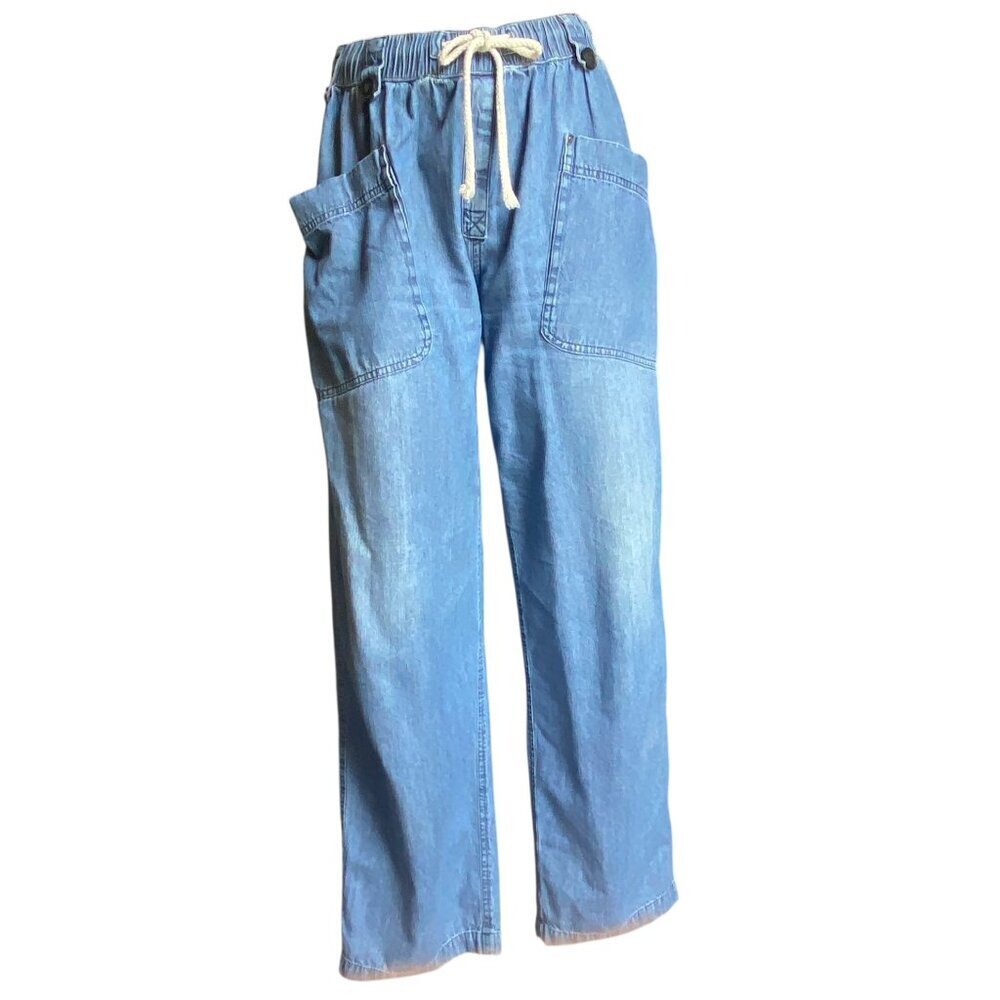 W.A.Y/Wonderful and Young Wide Leg Drawstring Waist Blue‎ Jeans Sz S #134Q